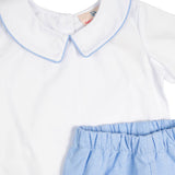 Blue Shorts with Peter Pan Collar Shirt