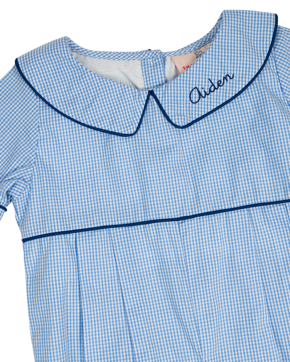 Blue Gingham Longall with Short Sleeves