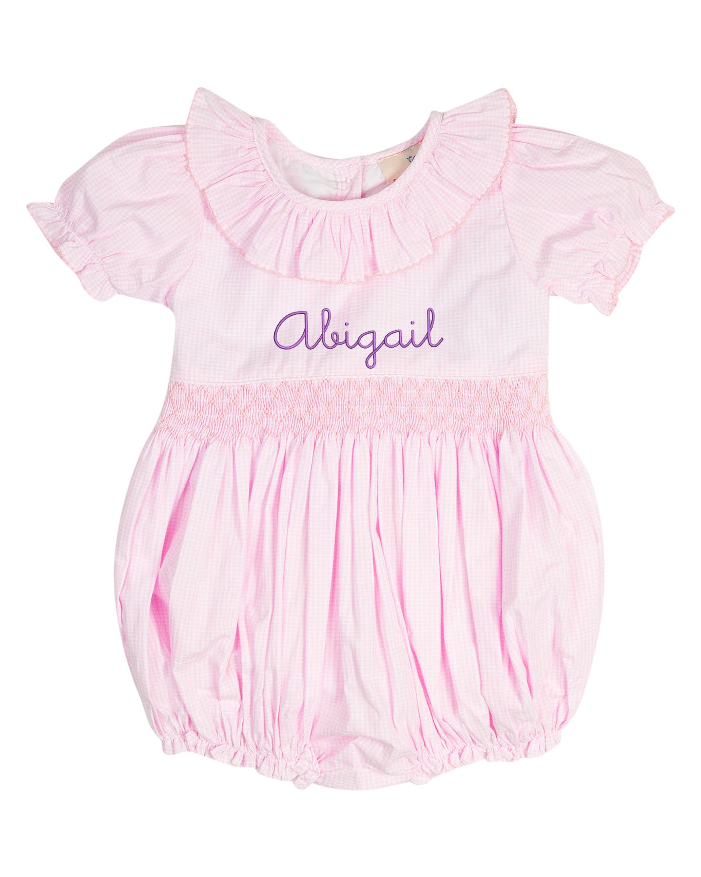 Pink Gingham Smocked Jenny Bubble