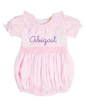 Pink Gingham Smocked Jenny Bubble