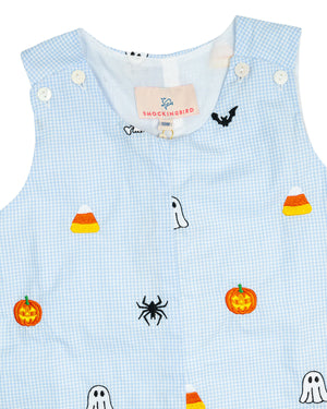 Halloween Embroidered Light Blue Shortall- FINAL SALE