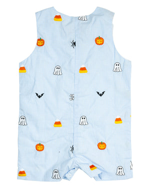 Halloween Embroidered Light Blue Shortall- FINAL SALE