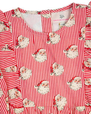 Red Striped Vintage Santa Ruffle Dress