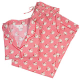 Red Striped Vintage Santa Button Down Ladies Pajama Set- FINAL SALE