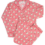 Red Striped Vintage Santa Button Down Ladies Pajama Set- FINAL SALE