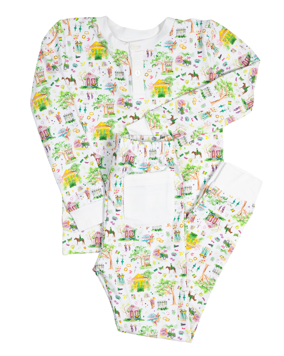 Mardi Gras Print Pajama Set