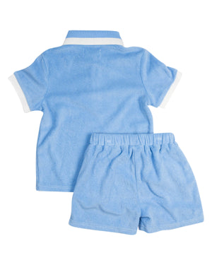 Blue Terry Shorts Set