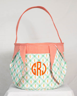 Easter Basket in Carrot Patch Plaid