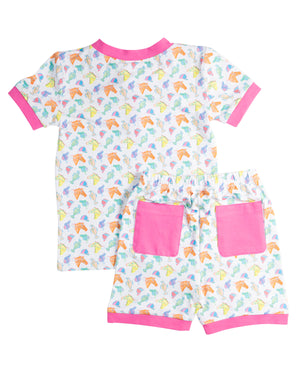 Run for the Roses Short Sleeve Pajama Set with Pink Trim