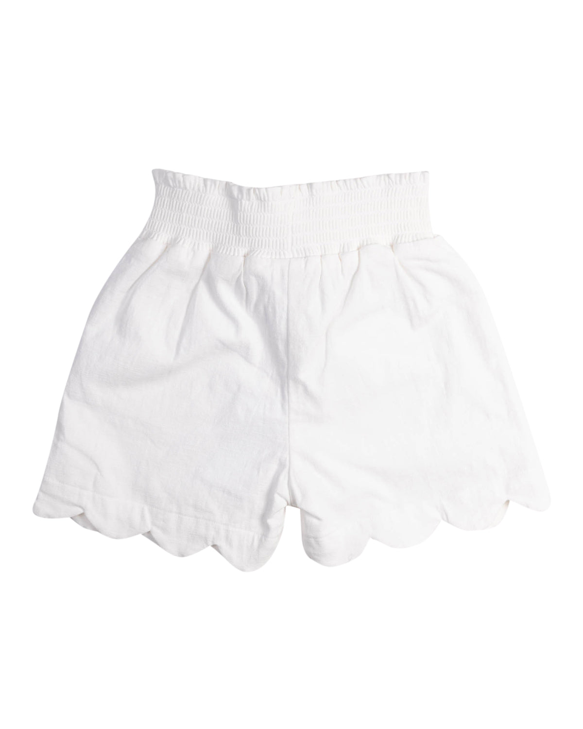 White Scalloped Shorts with Bow