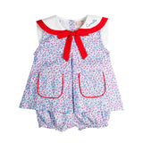 Blue and Red Ditsy Floral Sailor Bloomer Set
