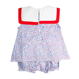 Blue and Red Ditsy Floral Sailor Bloomer Set