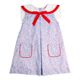 Blue and Red Ditsy Floral Sailor Dress
