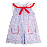 Blue and Red Ditsy Floral Sailor Dress