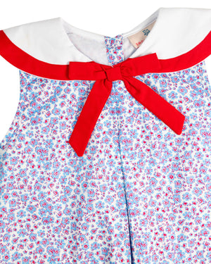 Blue and Red Ditsy Floral Sailor Dress