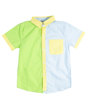 Colorful Seersucker Button Down Shirt