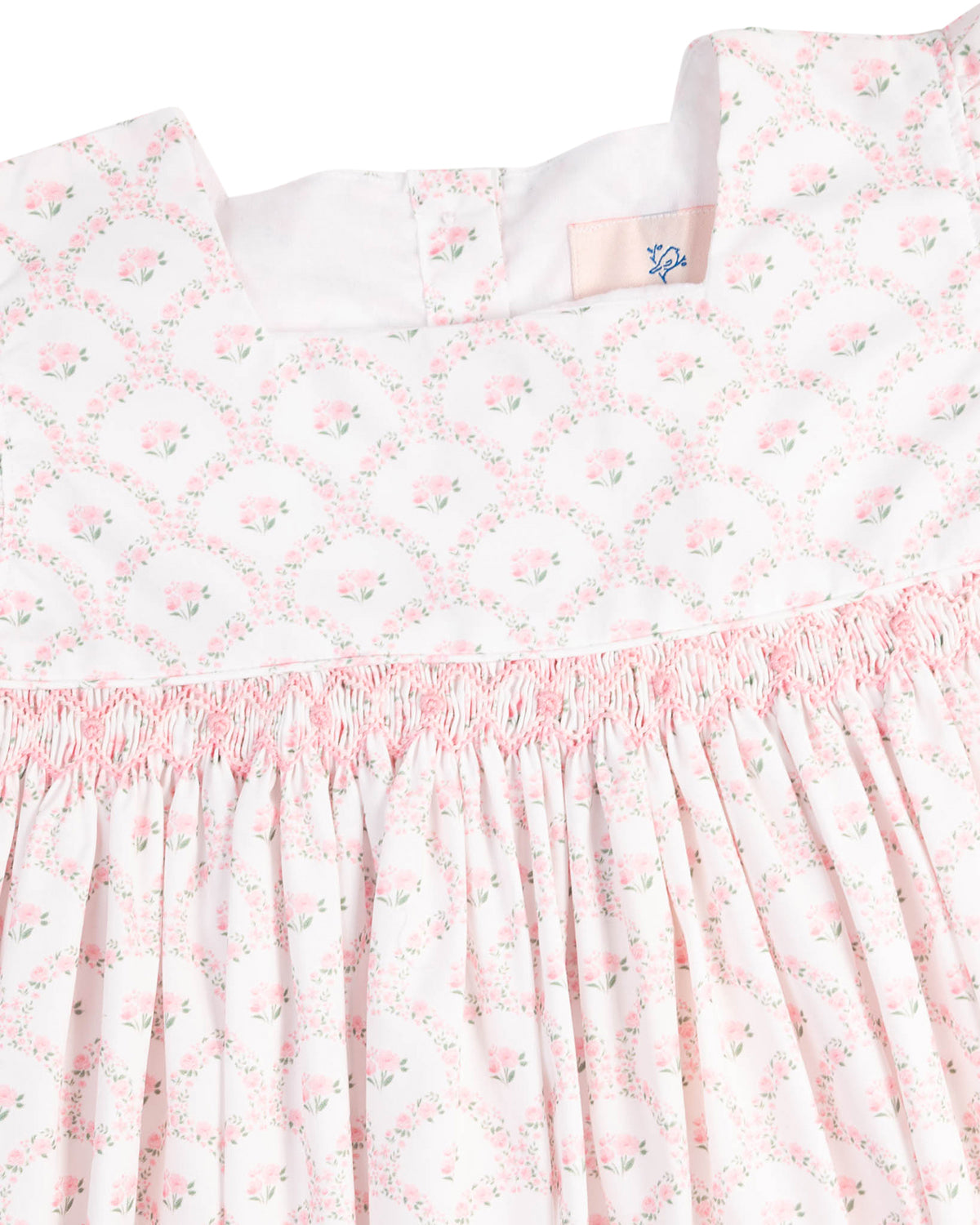 Pink Scalloped Flowers Smocked Dress