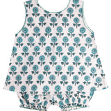 Teal Floral Block Print Bloomer Set