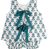 Teal Floral Block Print Bloomer Set