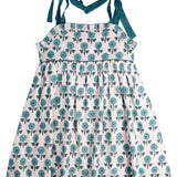 Teal Floral Block Print Dress