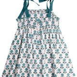 Teal Floral Block Print Dress