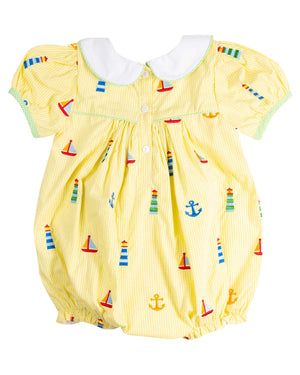 Nautical Embroidery Gingham Peter Pan Bubble