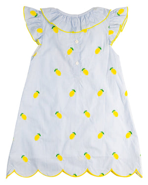 Lemon Embroidered Scalloped Dress