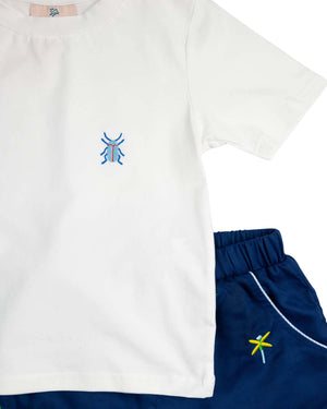 Insects Embroidered Shorts Set