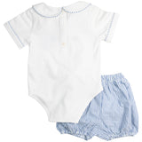 Sailboat Embroidered Striped Diaper Set