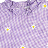 Lavender Daisy Embroidered Gingham Bubble