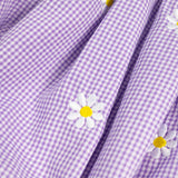 Lavender Daisy Embroidered Gingham Dress