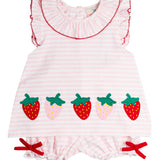 Strawberry Applique Knit Bloomer Set