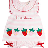 Strawberry Applique Knit Bloomer Set