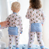 Woodland Creatures Pima Cotton Zip Up Pajamas- FINAL SALE