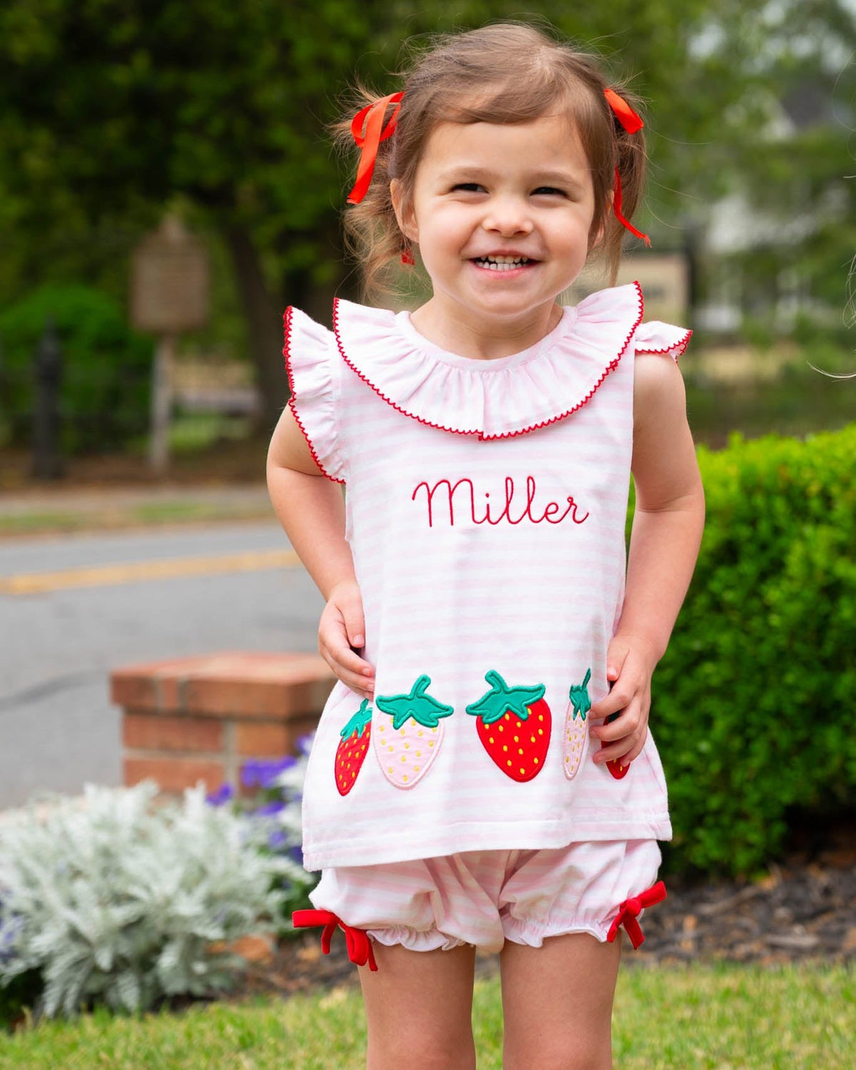 Strawberry Applique Knit Bloomer Set