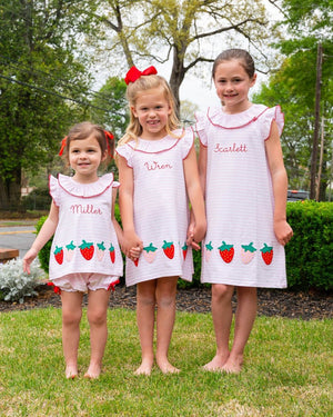 Strawberry Applique Knit Dress