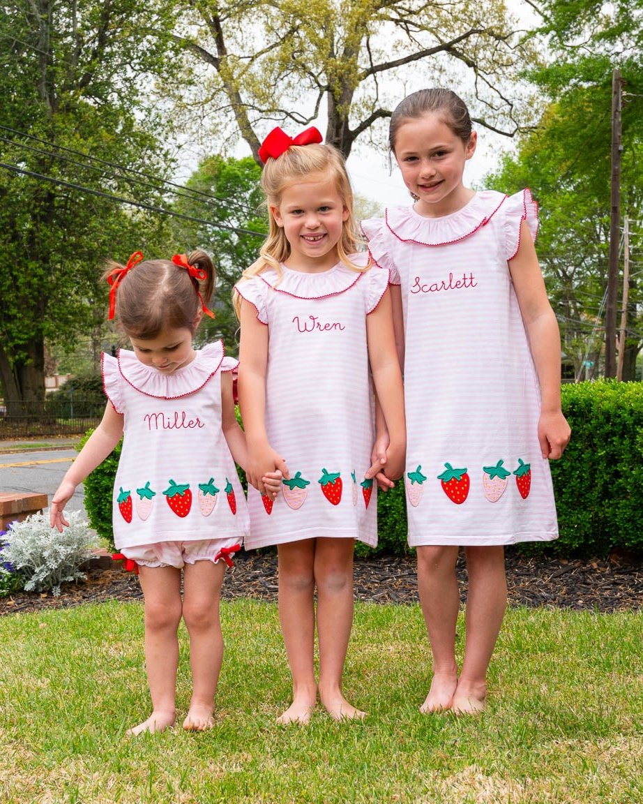 Strawberry Applique Knit Bloomer Set