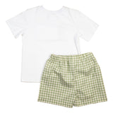Pumpkin Smocked Plaid Shorts Set
