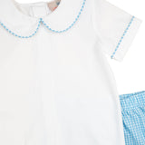 Blue Plaid Shorts Set