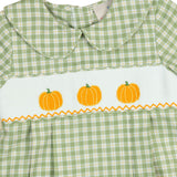 Pumpkin Smocked Plaid Boy Bubble