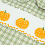 Pumpkin Smocked Plaid Boy Bubble