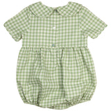 Pumpkin Smocked Plaid Boy Bubble
