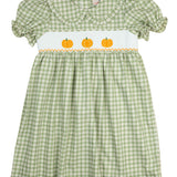 Pumpkin Smocked Plaid Dress