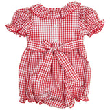 School Supplies Smocked Red Windowpane Girl Bubble