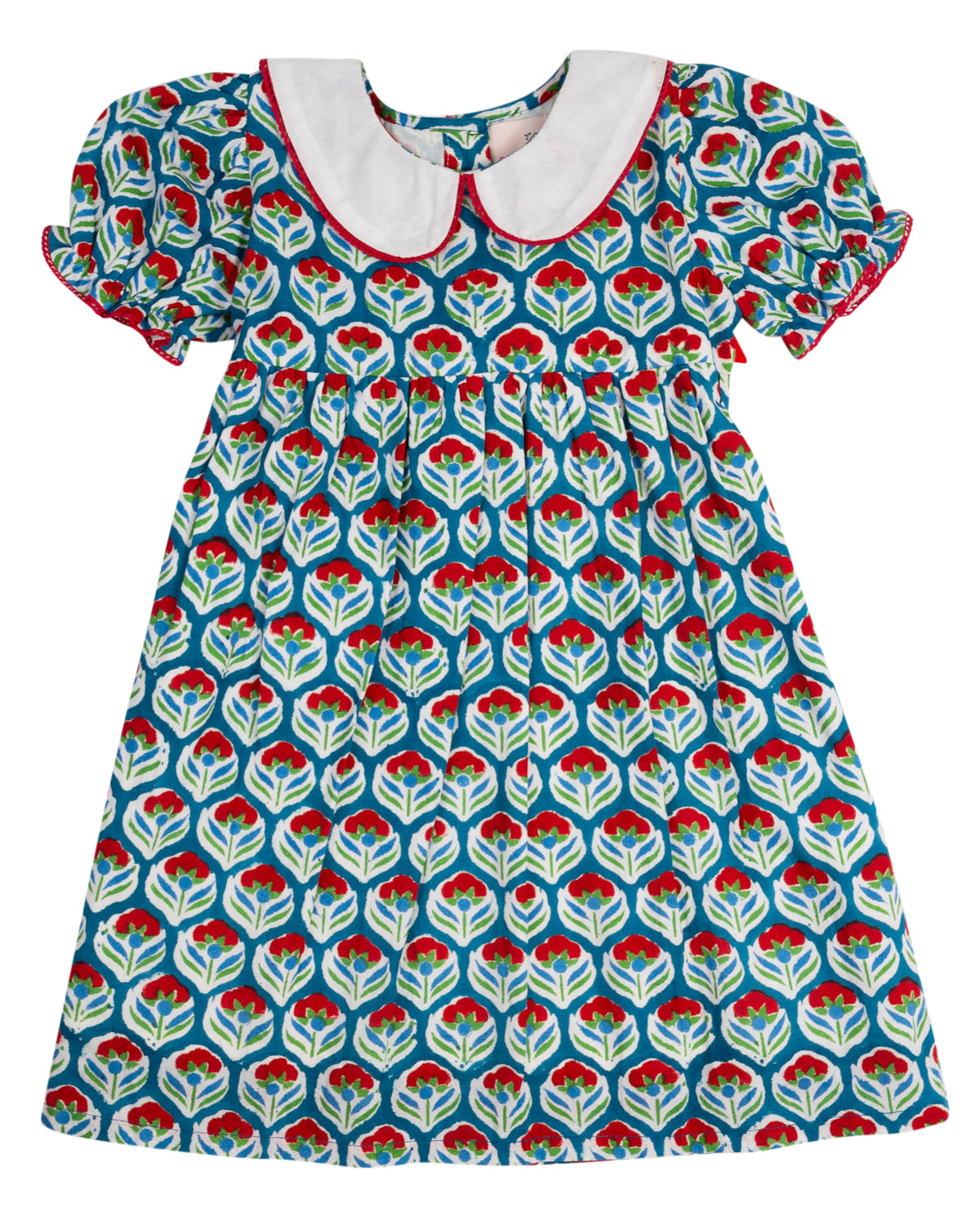 Blue and Red Block Print Dress