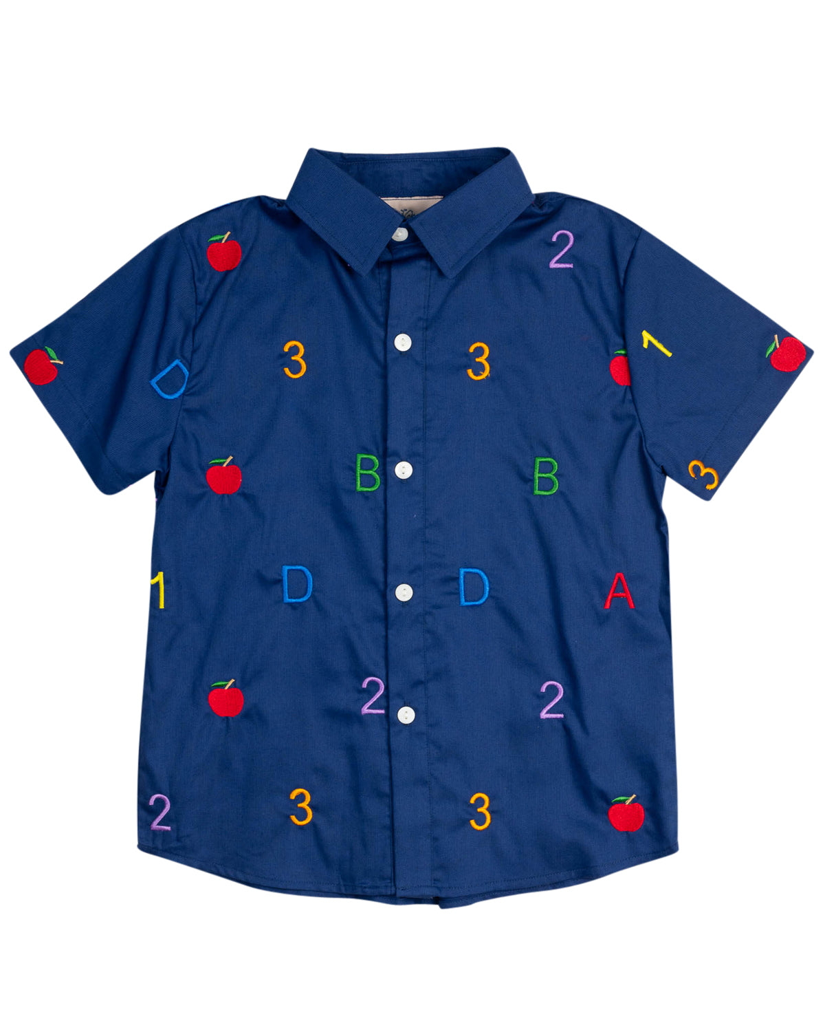 Alphabet Embroidered Navy Shirt-FINAL SALE