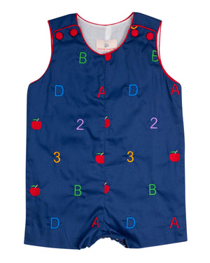 Alphabet Embroidered Navy Shortall-FINAL SALE