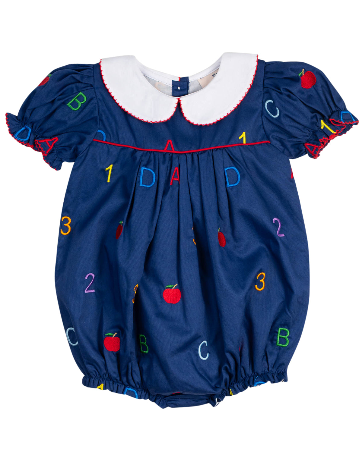 Alphabet Embroidered Navy Bubble