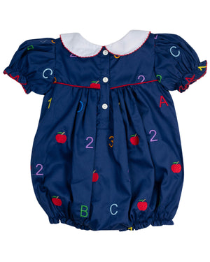 Alphabet Embroidered Navy Bubble-FINAL SALE