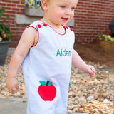 Apple Applique Pockets Gingham Shortall-FINAL SALE